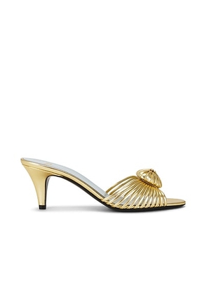 Valentino Garavani Royal Heart Mule in Antique Brass Light - Metallic Gold. Size 38.5 (also in 37, 37.5, 39).