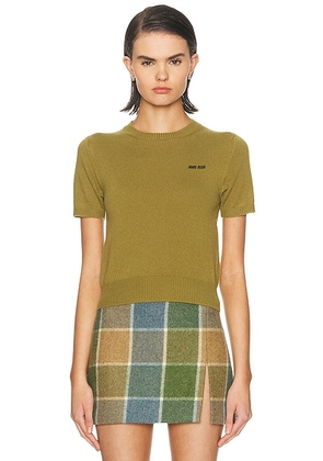 Miu Miu Cashmere Knit Top in Felce - Green. Size 36 (also in 42).