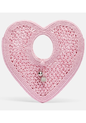 Jacquemus Spiaggia Coeur Small raffia top-handle bag
