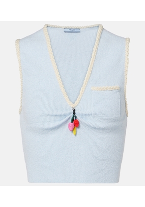 Prada Embellished cotton-blend boucle crop top