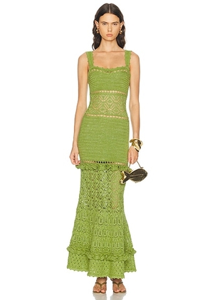 Retrofete Winona Dress in Metallic Kiwi - Green. Size S (also in XS, M, L).