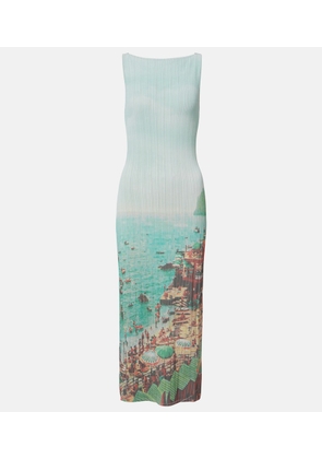 Staud Bryn printed plisse midi dress