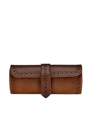WOLF Brogue Triple Watch Roll in Burnished Brown - Brown. Size all.