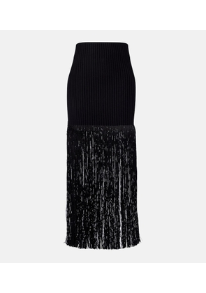 Alaia Fringed ribbed-knit skirt