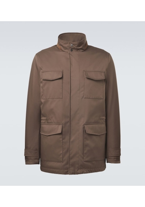 Kiton Suede-trimmed technical jacket
