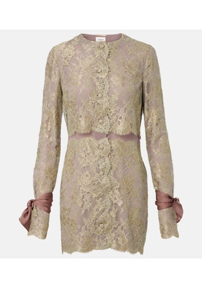 Saint Laurent Silk-trimmed lace minidress