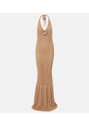 Elie Saab Floral-applique crochet cotton maxi dress