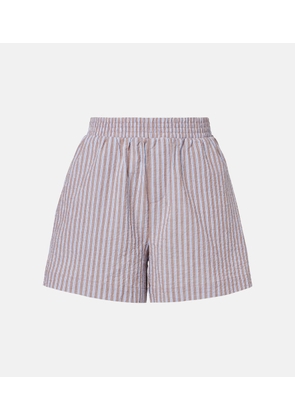 Varley Darina seersucker striped cotton shorts