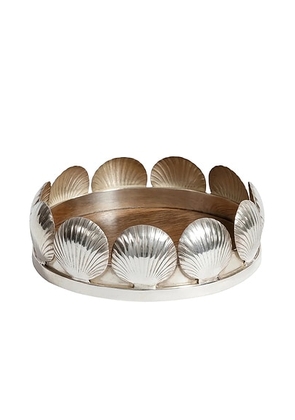 The Favorites Sur Mer Shell Design Wine Coaster in N/A - Metallic Silver. Size all.