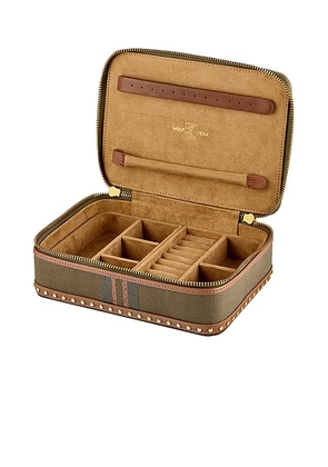 WOLF Ida Travel Zip Jewelry Case With Handle in Khaki - Brown. Size all.