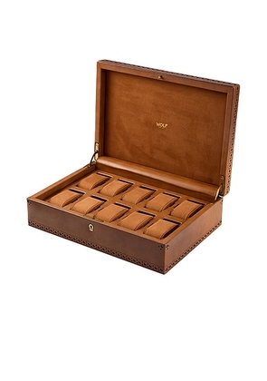 WOLF Brogue 10 Piece Watch Box in Burnished Brown - Brown. Size all.