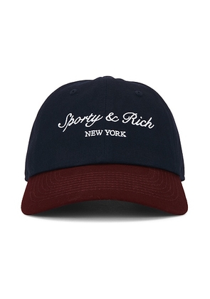 Sporty & Rich Syracuse NY Hat in Dark Navy & Bordeaux - Navy. Size all.