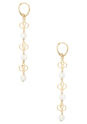 Valentino Garavani Vlogo Signature Earrings in Oro  Cream  & Crystal - Metallic Gold,White. Size all.