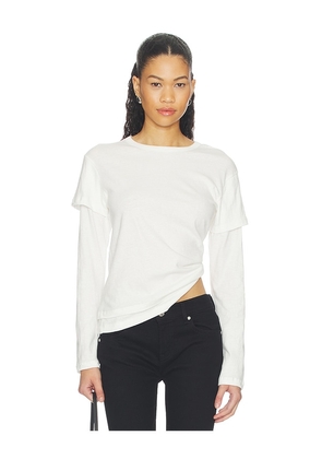 EB Denim Rory Layered Long Sleeve in White. Size XS. Also in S, M.