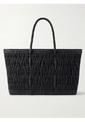 The Row - Georgica Leather-trimmed Raffia Tote Bag - Black - One size