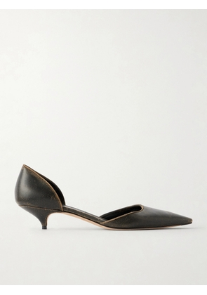 The Row - Liisa Waxed Suede Kitten Pumps - Brown - IT35,IT36,IT36.5,IT37,IT37.5,IT38,IT38.5,IT39,IT39.5,IT40,IT41,IT41.5,IT42