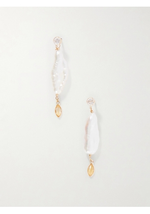 Loren Stewart - Marisol 14-karat Gold, Citrine, Sapphire And Pearl Earrings - One size