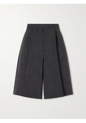 MM6 MAISON MARGIELA - Striped Pleated Mélange-twill Shorts - Gray - IT38,IT40,IT42,IT44,IT46
