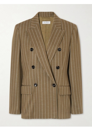 Max Mara - Balta Double-breasted Striped Jersey Blazer - Green - UK 4,UK 6,UK 8,UK 10,UK 12,UK 14,UK 16,UK 18