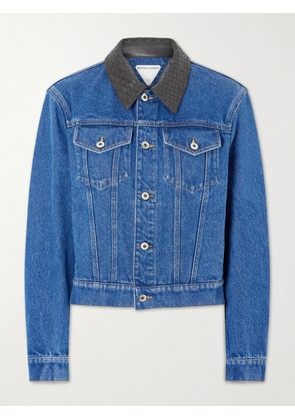 Bottega Veneta - Intrecciato Leather-trimmed Denim Jacket - Blue - IT34,IT36,IT38,IT40,IT44