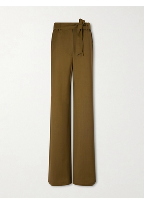 Max Mara - Editto Belted Wool Grain De Poudre Wide-leg Pants - Green - UK 2,UK 4,UK 6,UK 8,UK 10,UK 12,UK 14,UK 16,UK 18