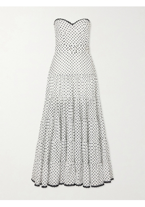 Charo Ruiz - Jimena Belted Tiered Polka-dot Cotton-blend Voile Maxi Dress - White - x small,small,medium,large,x large