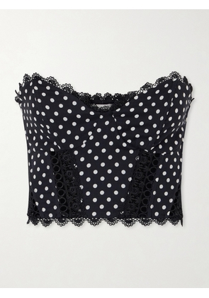 Charo Ruiz - Fiare Cropped Embroidered Polka-dot Cotton-blend Top - Black - x small,small,medium,large
