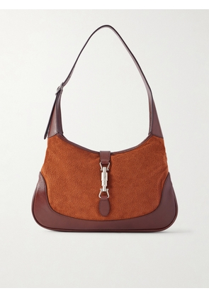 Gucci - Jackie 1961 Leather-trimmed Suede Shoulder Bag - Brown - One size