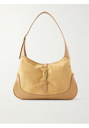 Gucci - Jackie 1961 Leather-trimmed Suede Shoulder Bag - Brown - One size