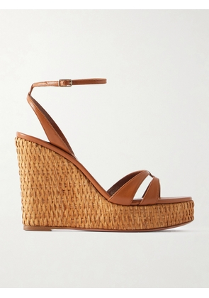 Aquazzura - You And I 110 Leather Wedge Sandals - Brown - IT35,IT36,IT36.5,IT37,IT37.5,IT38,IT38.5,IT39,IT39.5,IT40,IT40.5,IT41,IT41.5,IT42