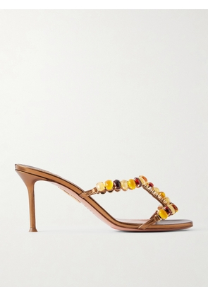 Aquazzura - Mystic Stone 75 Crystal-embellished Leather Sandals - Metallic - IT35,IT36,IT36.5,IT37,IT37.5,IT38,IT38.5,IT39,IT39.5,IT40,IT40.5,IT41,IT41.5,IT42