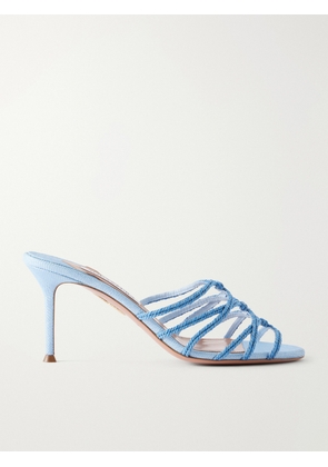 Aquazzura - Rope 75 Raffia-trimmed Cord Mules - Blue - IT36,IT36.5,IT37,IT37.5,IT38,IT38.5,IT39,IT39.5,IT40,IT40.5,IT41,IT41.5,IT42