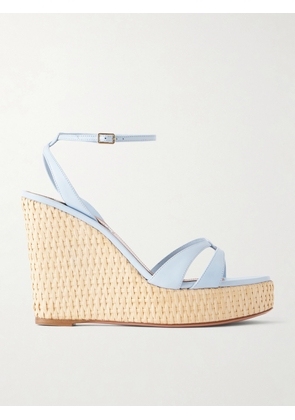 Aquazzura - You And I 110 Leather Wedge Sandals - Blue - IT35,IT36,IT36.5,IT37,IT37.5,IT38,IT38.5,IT39,IT39.5,IT40,IT40.5,IT41