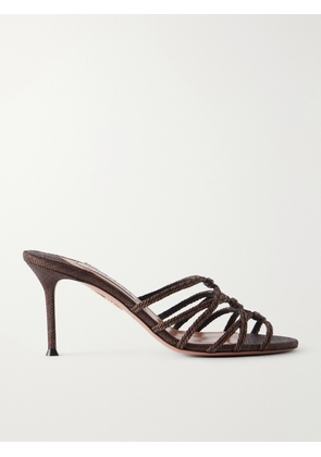 Aquazzura - Luna Rope 75 Raffia-trimmed Cord Mules - Brown - IT35,IT36,IT36.5,IT37,IT37.5,IT38,IT38.5,IT39,IT39.5,IT40,IT40.5,IT41,IT41.5,IT42