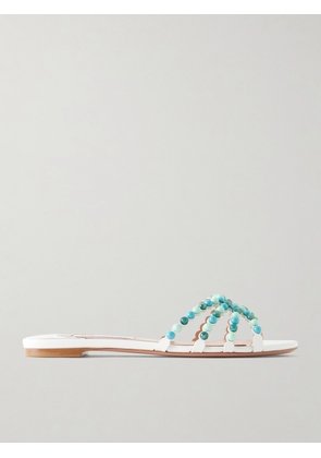Aquazzura - Gemma Embellished Leather Sandals - White - IT36,IT36.5,IT37,IT37.5,IT38,IT38.5,IT39,IT39.5,IT40,IT40.5,IT41,IT42