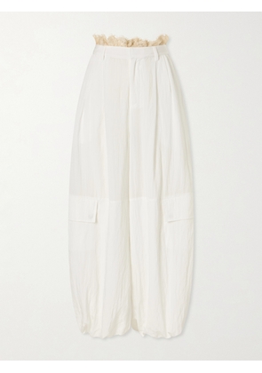 Sea - Lisette Lace-trimmed Shell Wide-leg Pants - White - US0,US2,US4,US6,US8,US10,US12