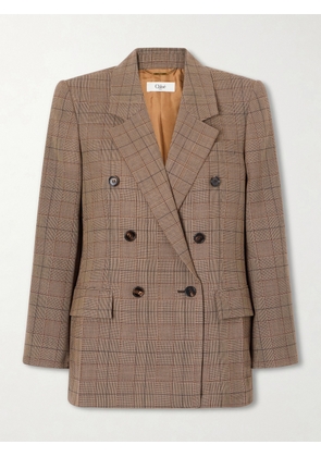 Chloé - Double-breasted Checked Wool Blazer - Brown - FR 34,FR 36,FR 38,FR 40,FR 42,FR 44,FR 46