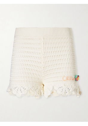 Chloé - Appliquéd Crocheted Cotton Shorts - White - x small,small,medium,large,x large