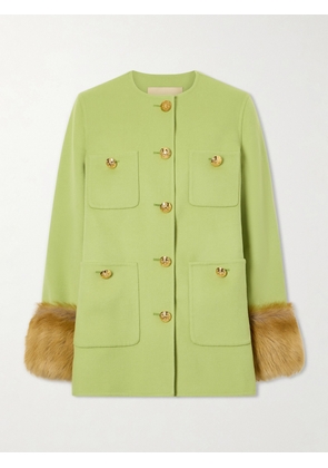 Valentino Garavani - Shearling-trimmed Wool And Cashmere-blend Coat - Green - IT36,IT38,IT40,IT42,IT44