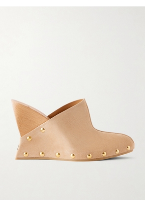 Balmain - Suede Wedge Clogs - Neutrals - IT36,IT36.5,IT37,IT37.5,IT38,IT38.5,IT39,IT39.5,IT40,IT41
