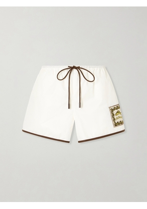 ALÉMAIS - Scuba Embroidered Cotton-poplin Shorts - Neutrals - UK 6,UK 8,UK 10,UK 12,UK 14,UK 16