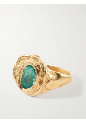 Simuero - Lago Gold-plated Sterling Silver And Aquamarine Glass Ring - 6,9,8 1/4,7,4 1/2,7 1/2,5 1/2