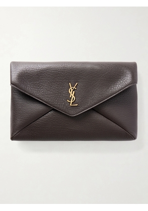 SAINT LAURENT - Cassandre Large Textured-leather Clutch - Brown - One size