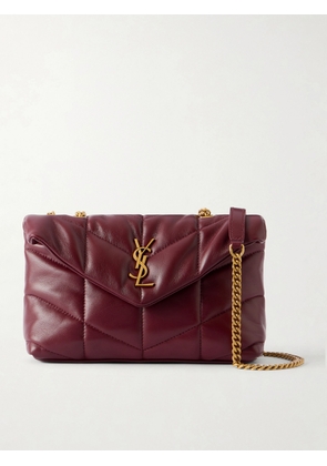 SAINT LAURENT - Toy Puffer Mini Matelassé Leather Shoulder Bag - Burgundy - One size