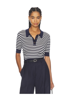 RENGGLI Stripe Knit Polo in Navy. Size XXS. Also in XS, S, M, L.