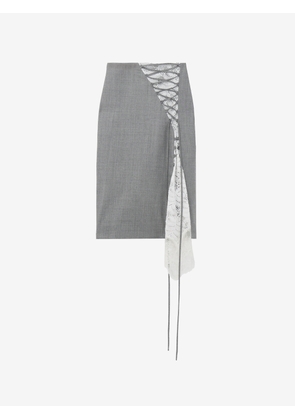 McQueen Corset Lacing Panel Pencil Skirt - Black - Women - 10