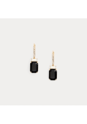Pavé Gold-Plated Stone Drop Earrings