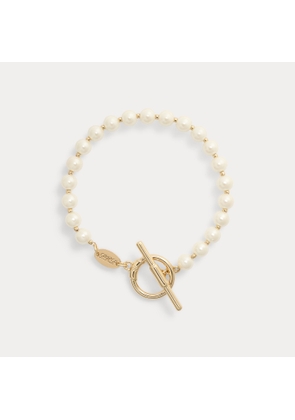 Faux-Pearl & Logo Charm Flex Bracelet