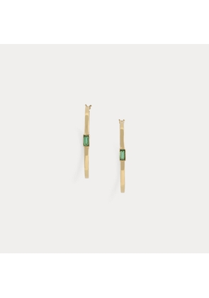 Gold-Plated Baguette-Stone Hoop Earrings