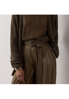Calf-Suede Double-Prong Long Belt